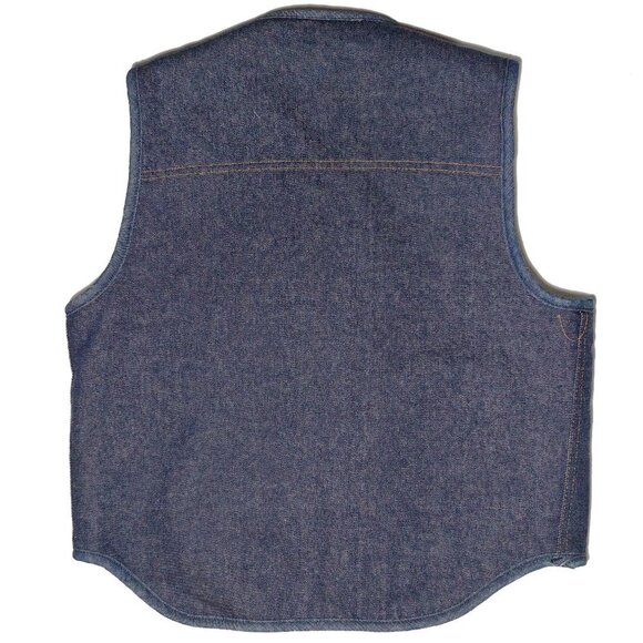 Roebucks Vintage Western Denim Jean Sherpa Wool Lined Winter Vest snap button - Picture 2 of 7